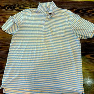 Orange blue striped cotton soft Peter Millar shirt